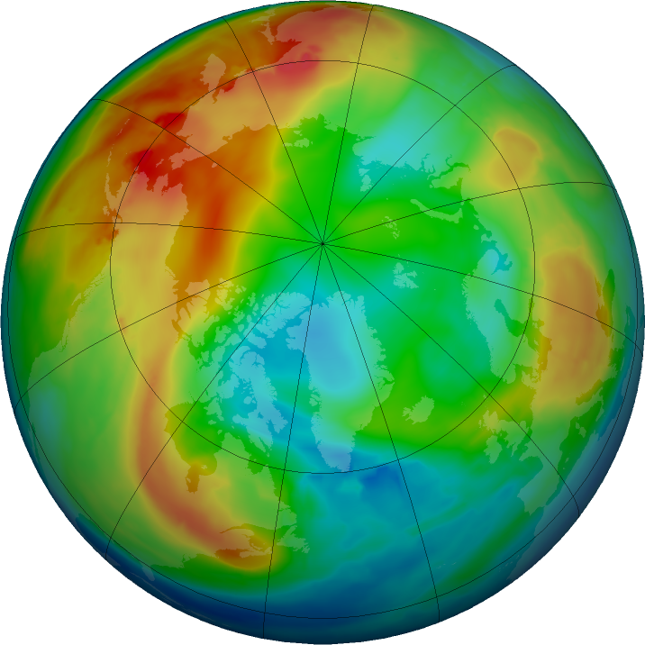 Arctic ozone map for 13 January 2016